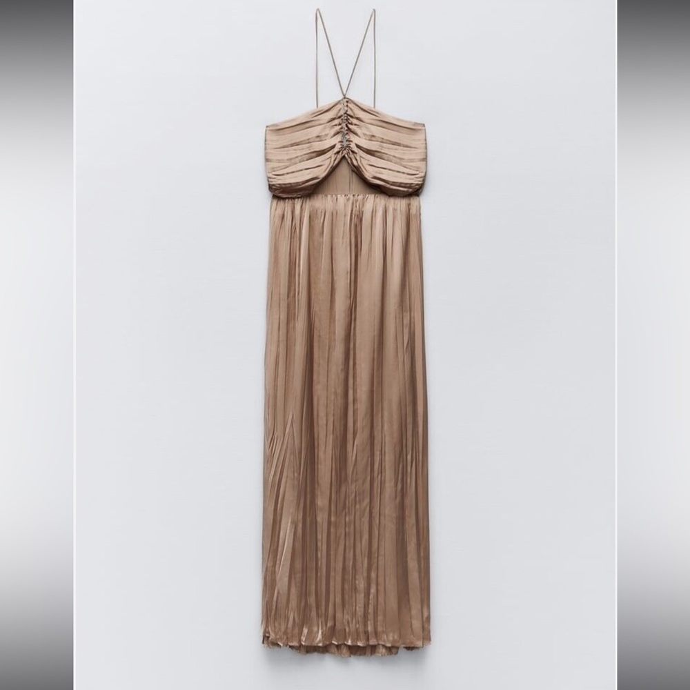 WRINKLE LOOK SATIN EFFECT DRESS